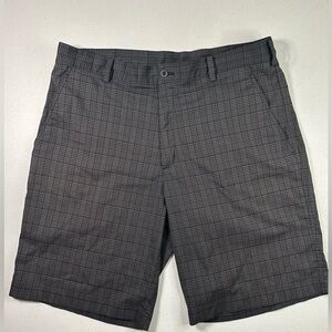 Nike Golf‎ Dry Fit Size 36Gray & Black Plaid Flat Front Stretch Dri Fit Shorts